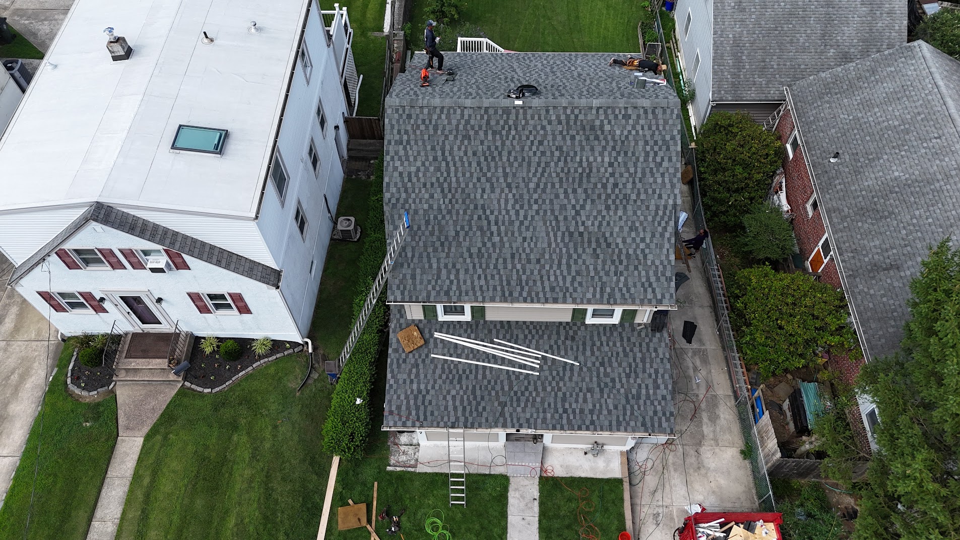 New shingle roof installation on residential home